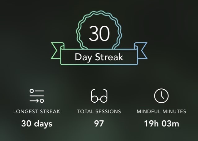 I meditated for 30 days - streak on calm